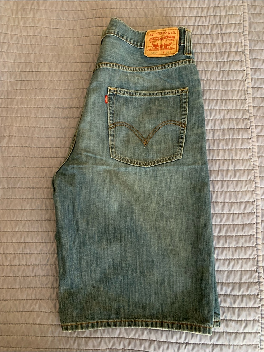 Loose Fit Men's Denim Shorts in Light Blue by LO?SE - Picture 2 of 3